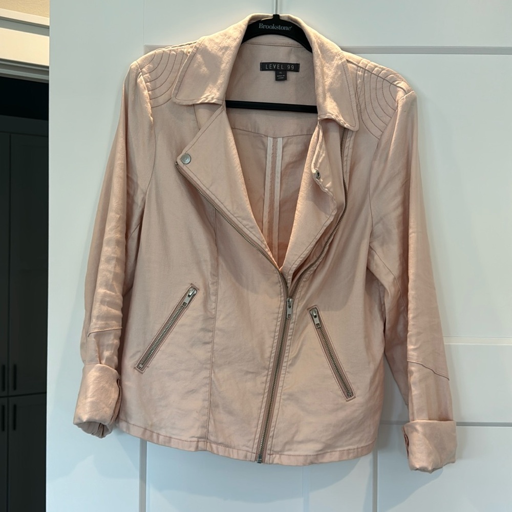 Light pink Moto jacket lightweight excellent condition bought at Evereve store